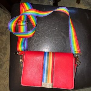 Super cute red/rainbow crossbody.